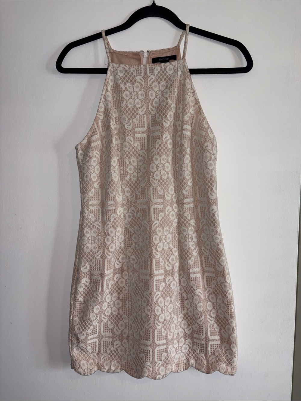 Forever 21 Blush Lace Halter Mini Dress
